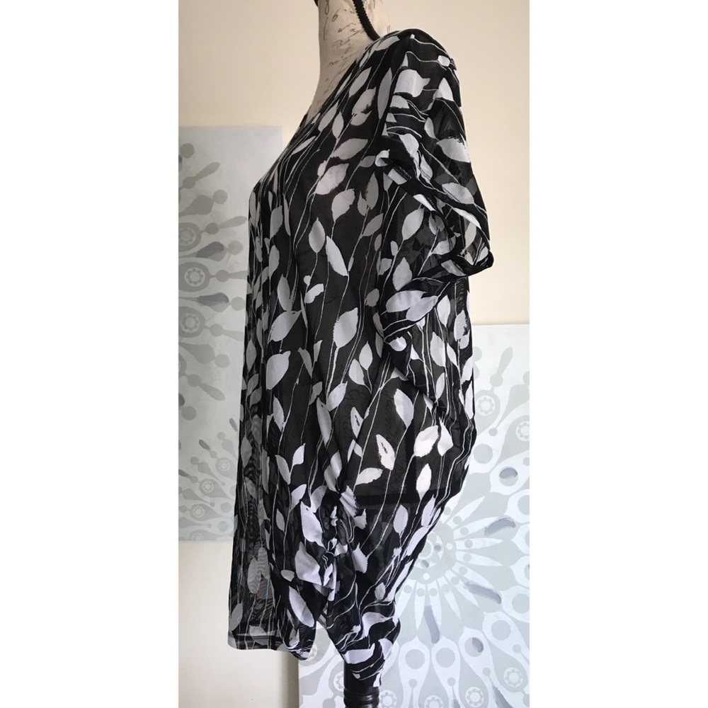 {Anne Cole} White Vines Mesh V-Neck Swim Coverup - Picture 2 of 8